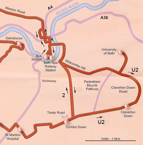 Map of Bath and Coombe Down